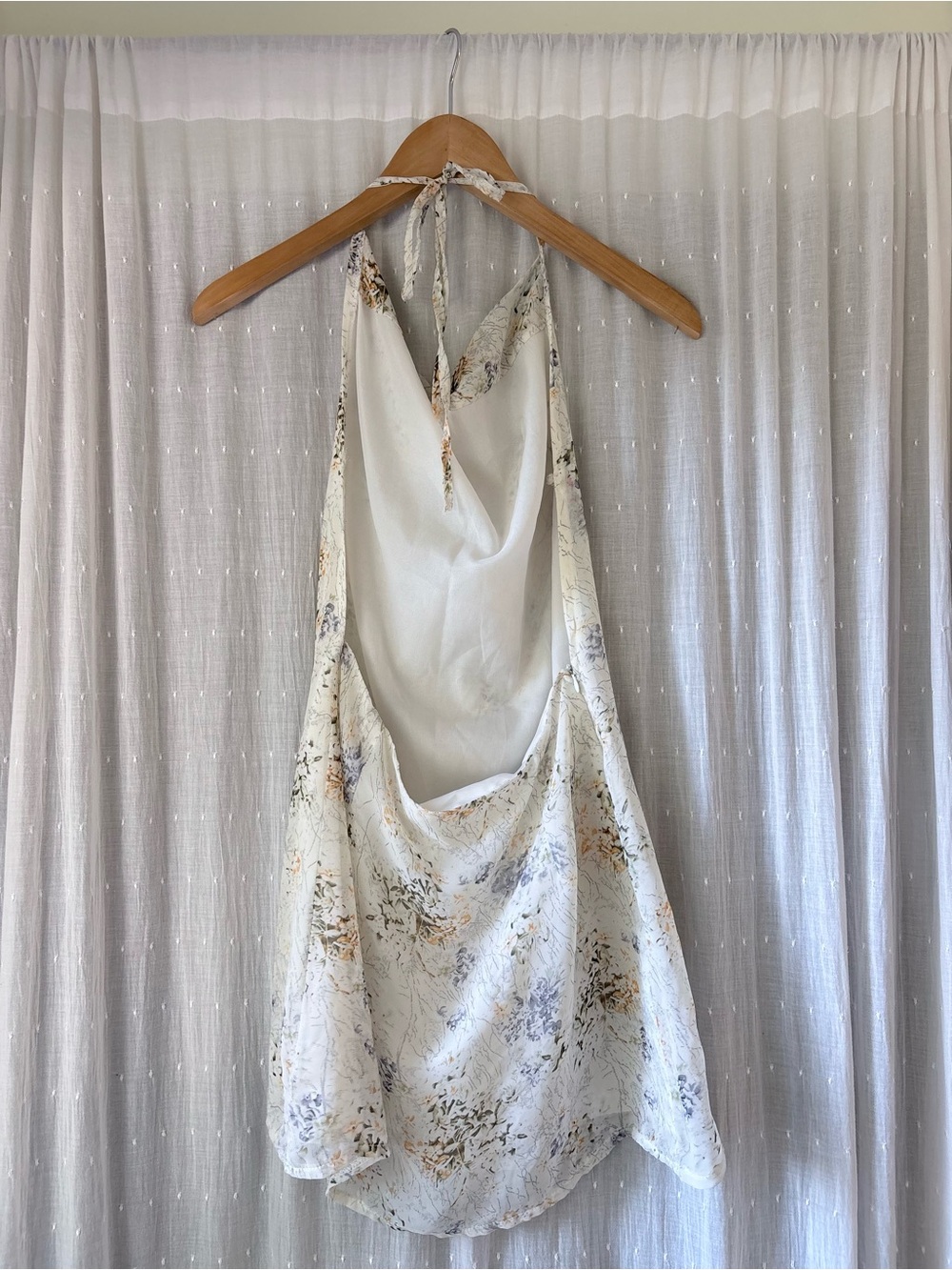 Women's Cream Floral Halter Dress - Picture 2 of 7